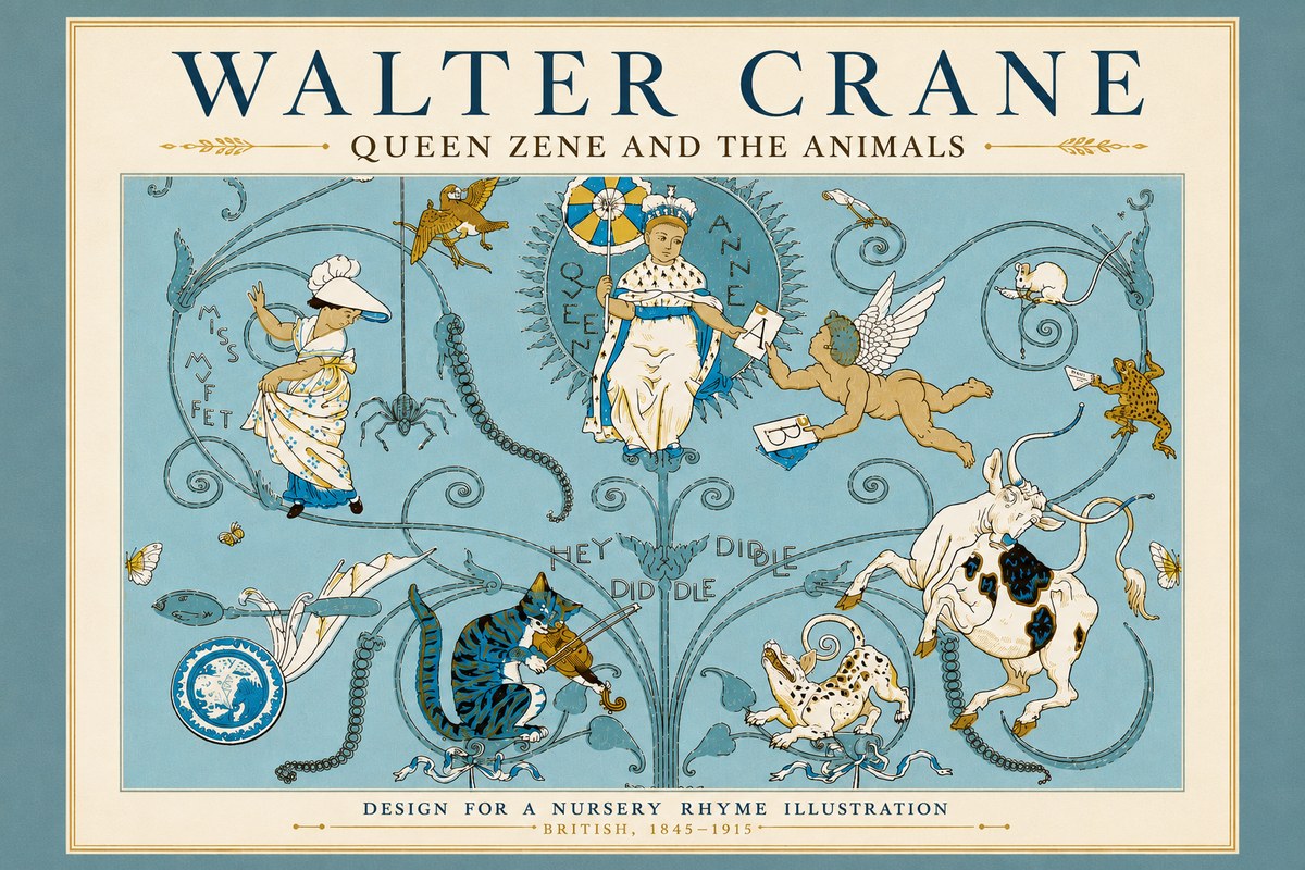 Walter Crane Queen Zene and the Animals No5 - Poster