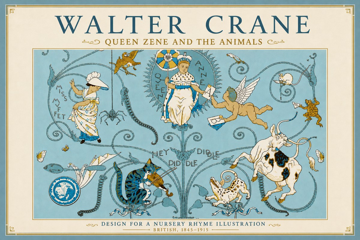 Walter Crane Queen Zene and the Animals No6 - Poster