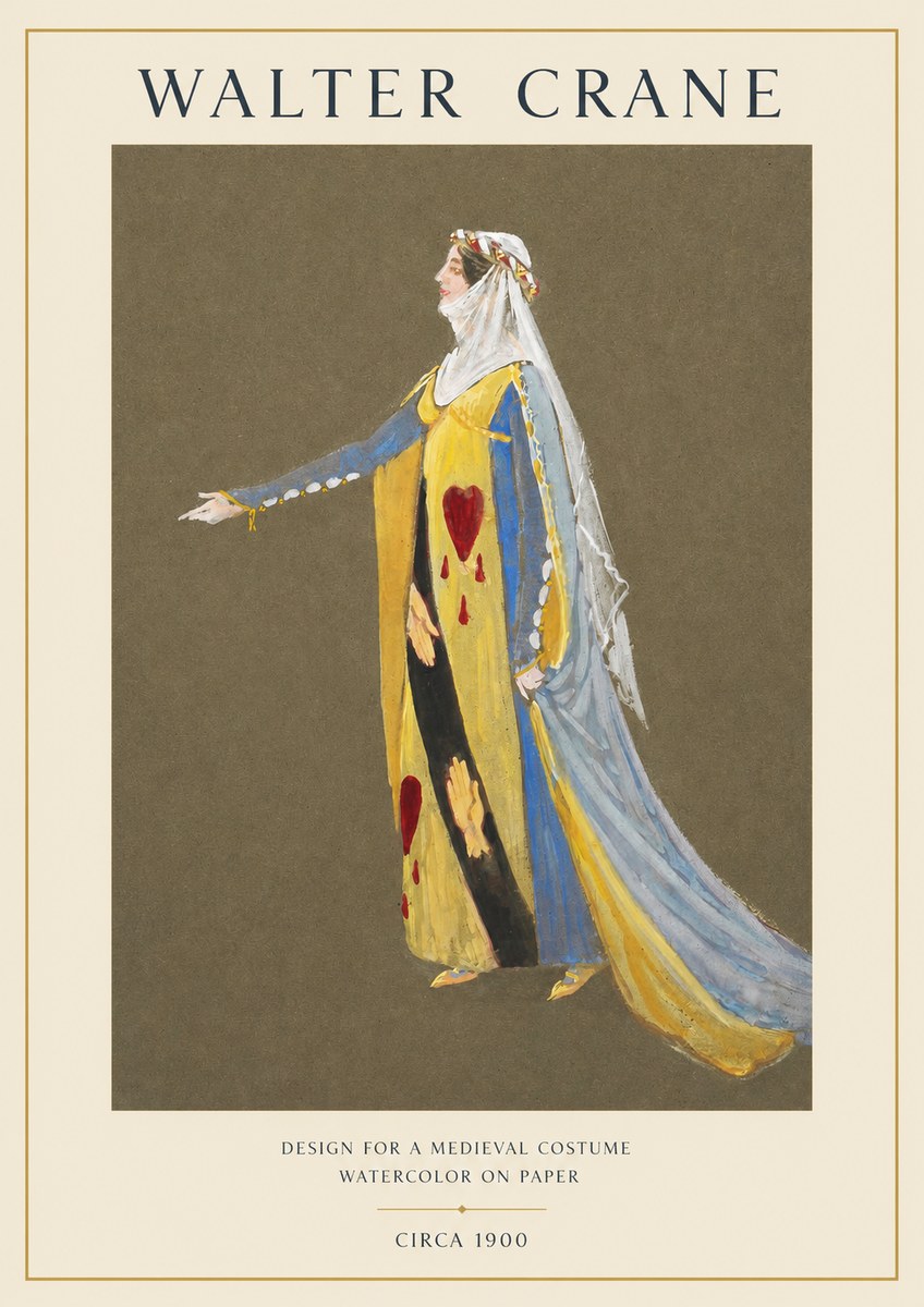 Walter Crane Design for a Medieval Costume No1 - Poster