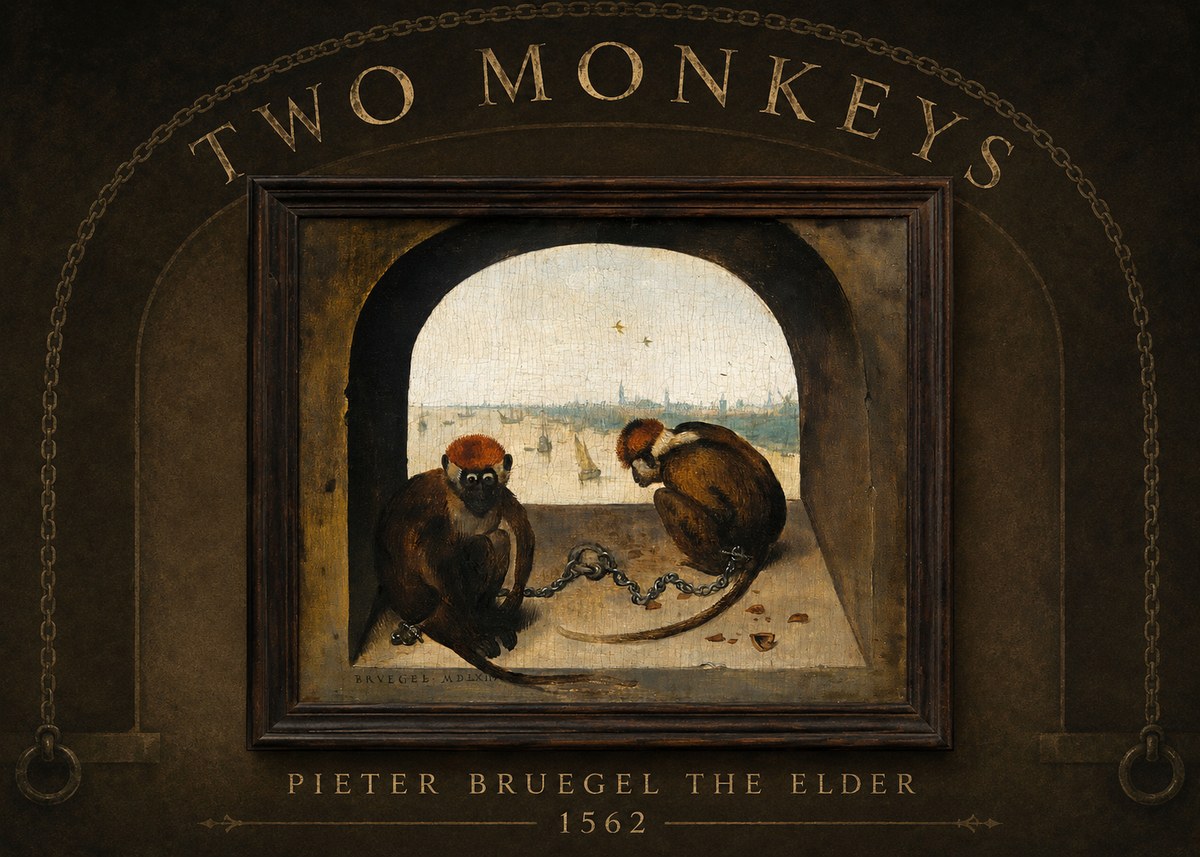 Pieter Bruegel Two Monkeys III No2 - Poster