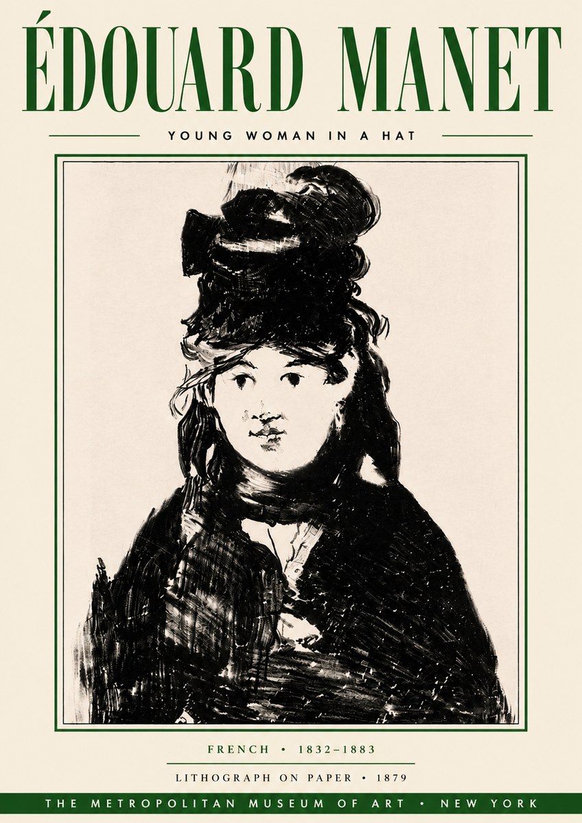 Édouard Manet Young Woman in a Hat II No6 - Poster