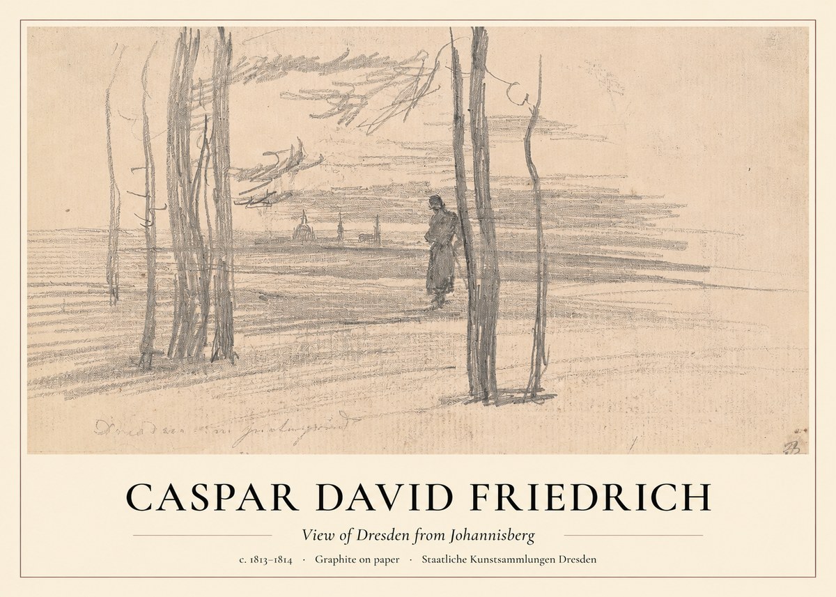 Caspar David Friedrich View of Dresden from Johannisberg No1 - Poster