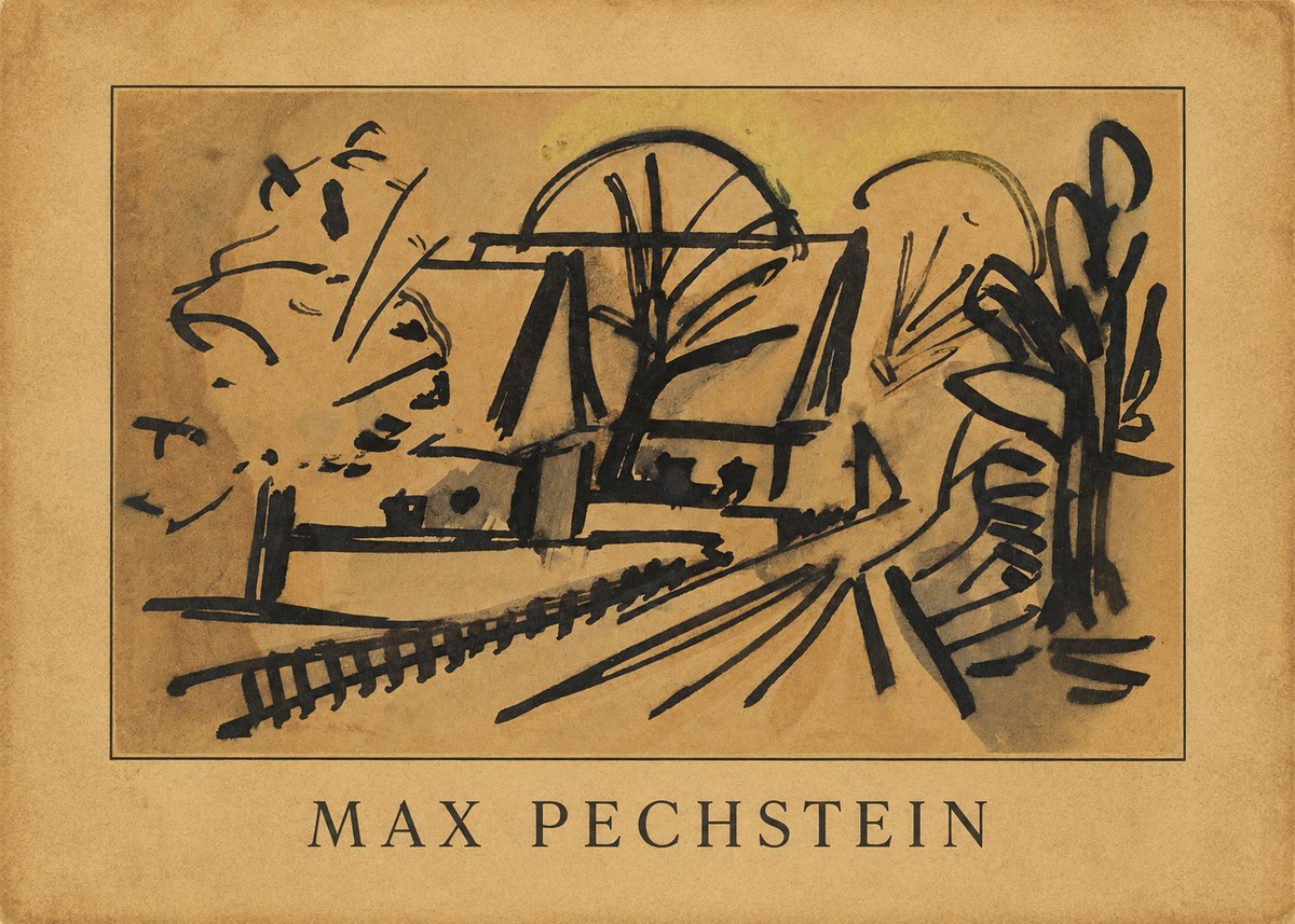 Max Pechstein Abstract Village Landscape No3 - Poster