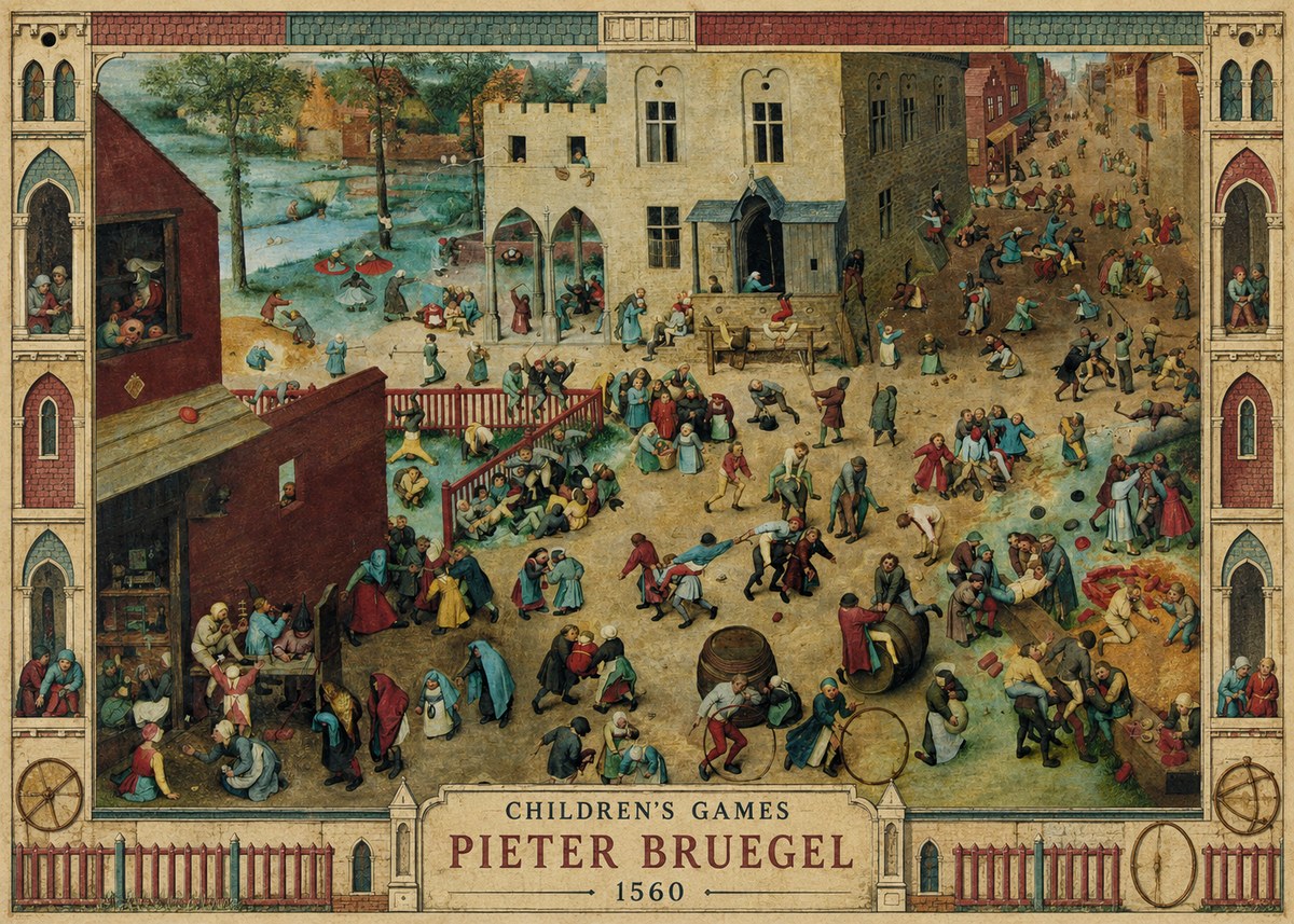 Pieter Bruegel Children's Games III No3 - Poster
