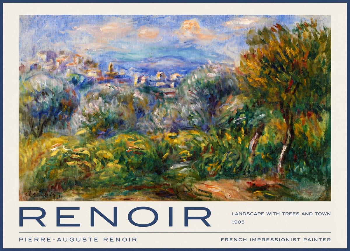 Renoir Landscape with Trees and Town No2 - Poster