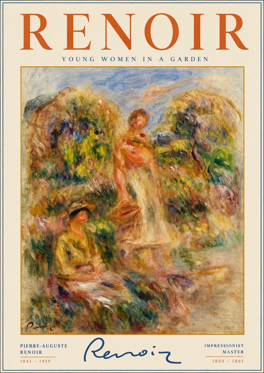 Renoir Young Women in a Garden No2 - Poster