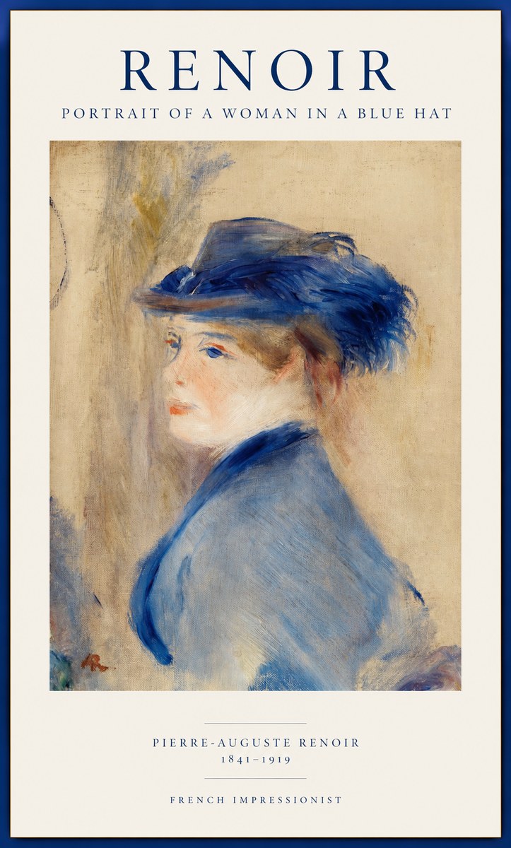 Renoir Portrait of a Woman in a Blue Hat No1 - Poster