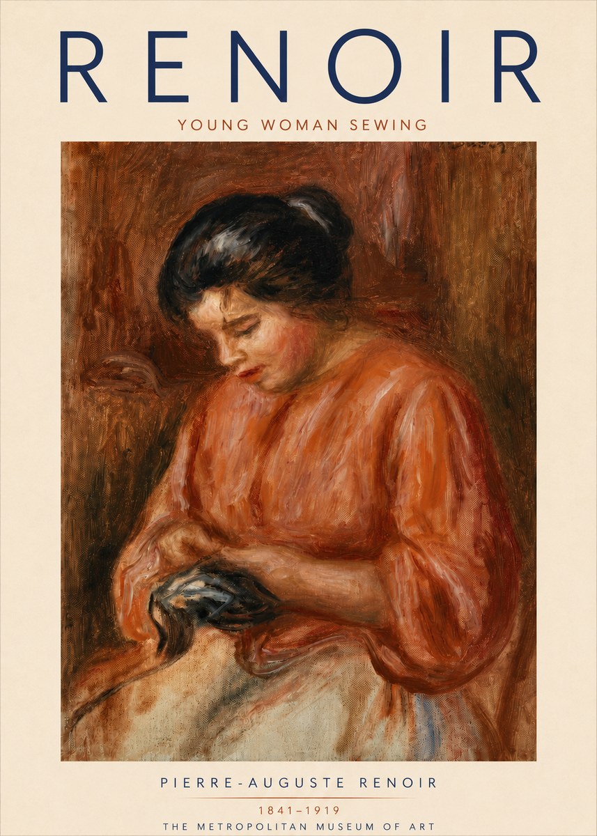 Renoir Young Woman Sewing No4 - Poster