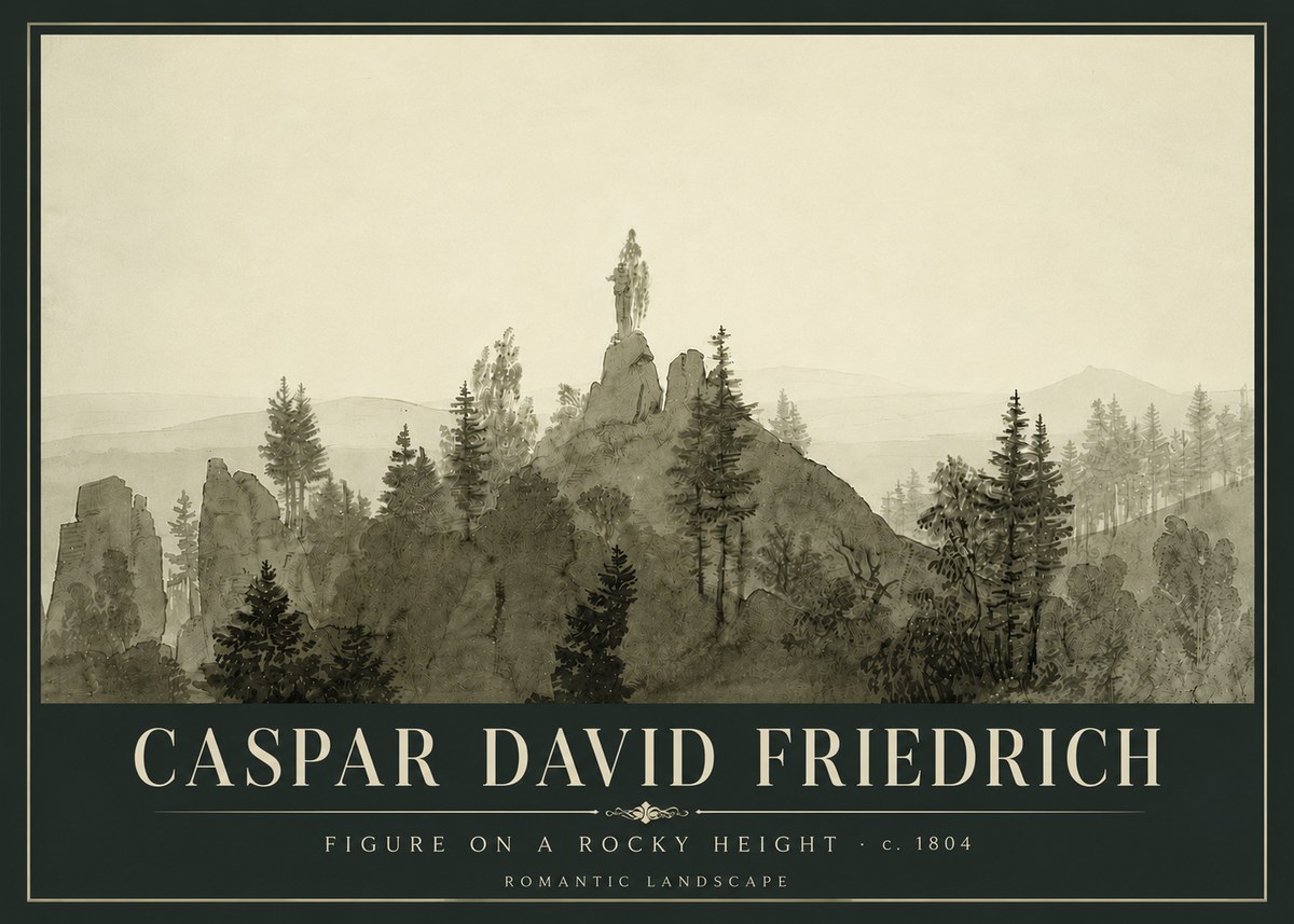 Caspar David Friedrich Figure on a Rocky Height No6 - Poster