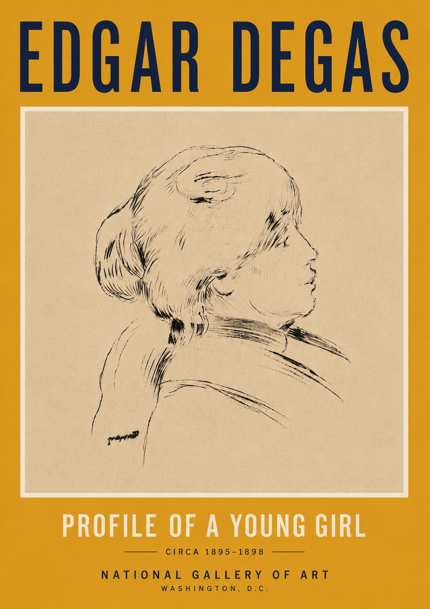 Edgar Degas Profile of a Young Girl No6 - Poster