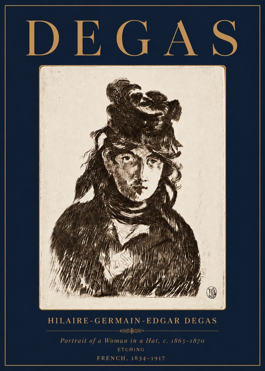 Edgar Degas Portrait of a Woman in a Hat No6 - Poster