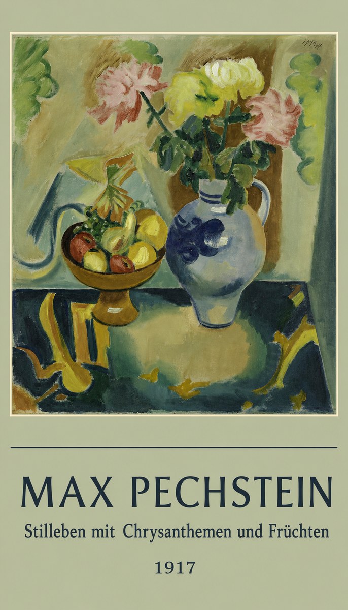 Max Pechstein Stilleben Mit Chrysanthemen Und Früchten No6 - Poster