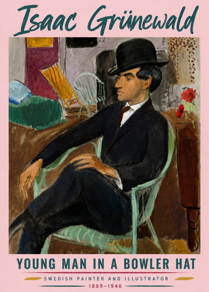 Isaac Grünewald Young Man in a Bowler Hat No6 - Poster
