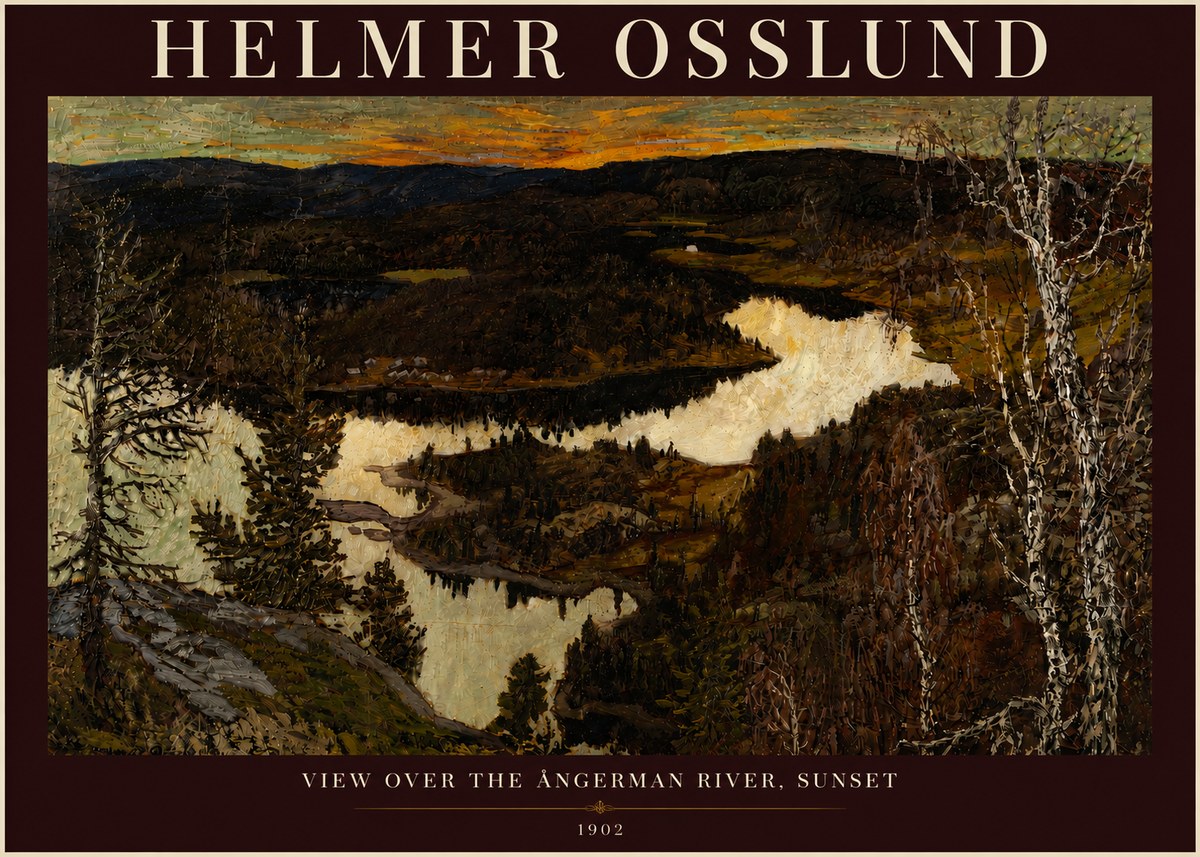 Helmer Osslund View over the Angerman River, Sunset No4 - Poster