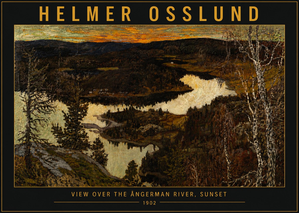 Helmer Osslund View over the Angerman River, Sunset No5 - Poster