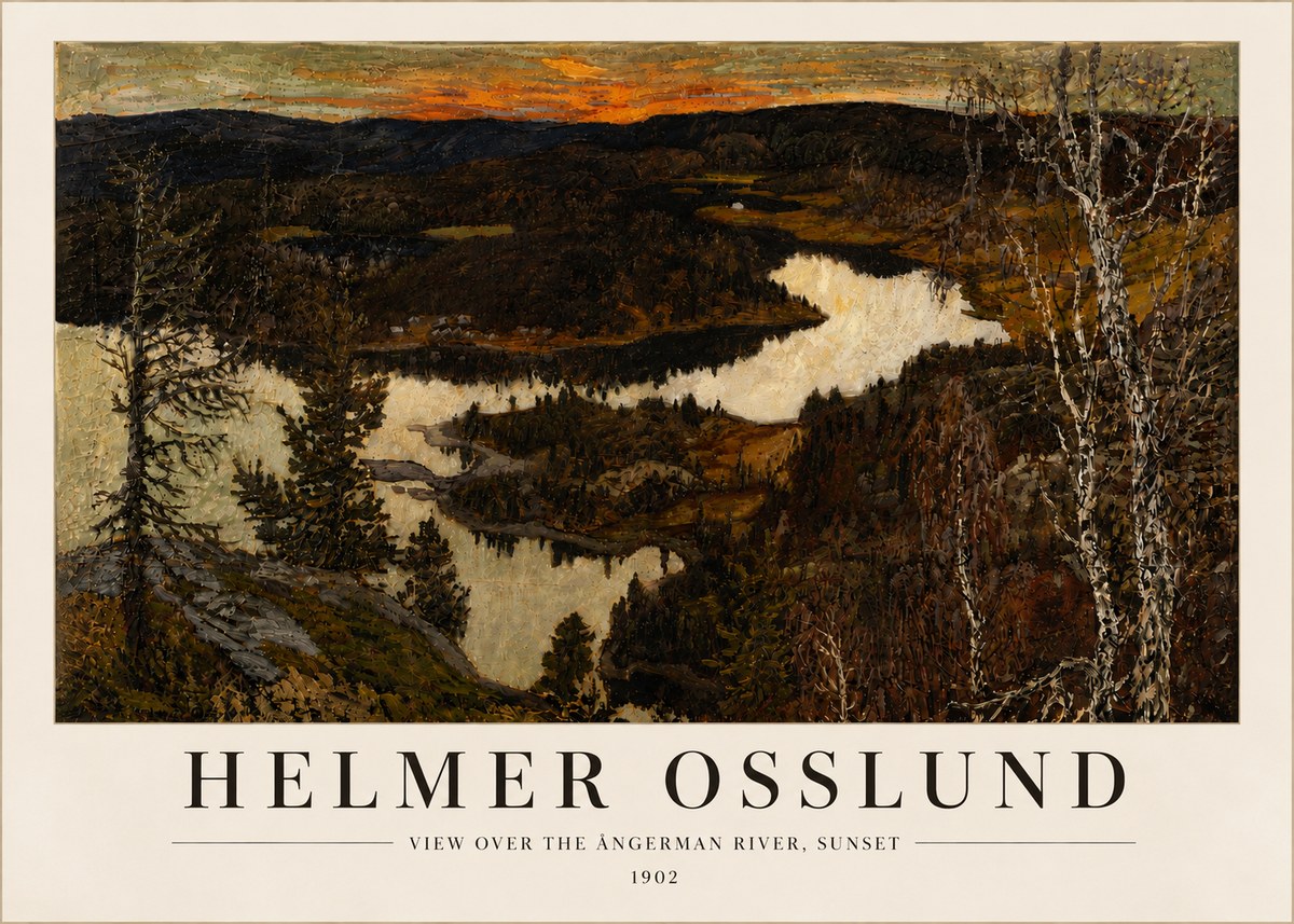 Helmer Osslund View over the Angerman River, Sunset No6 - Poster