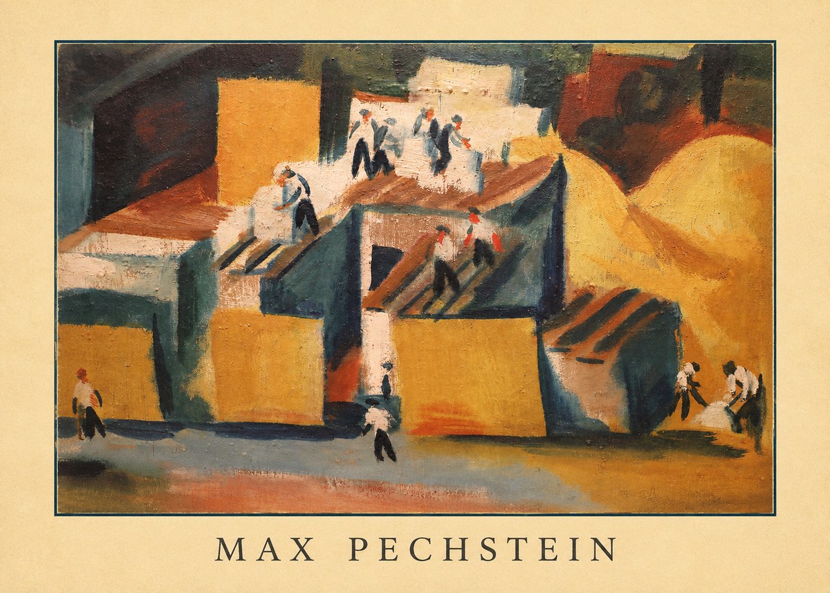 Max Pechstein Workers on Rooftops No3 - Poster