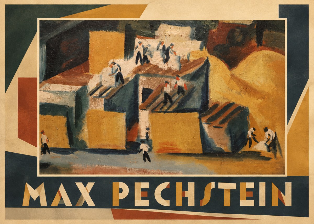 Max Pechstein Workers on Rooftops No4 - Poster