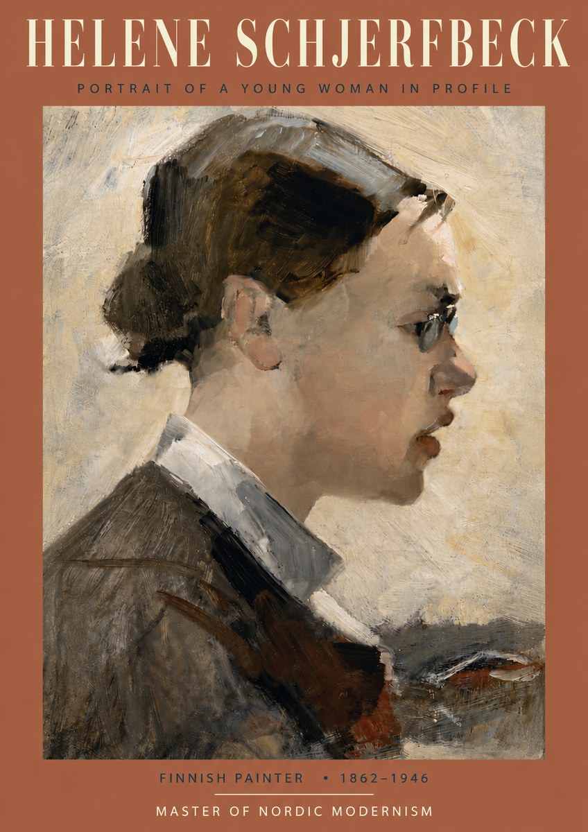 Helene Schjerfbeck Portrait of a Young Woman in Profile No5 - Poster