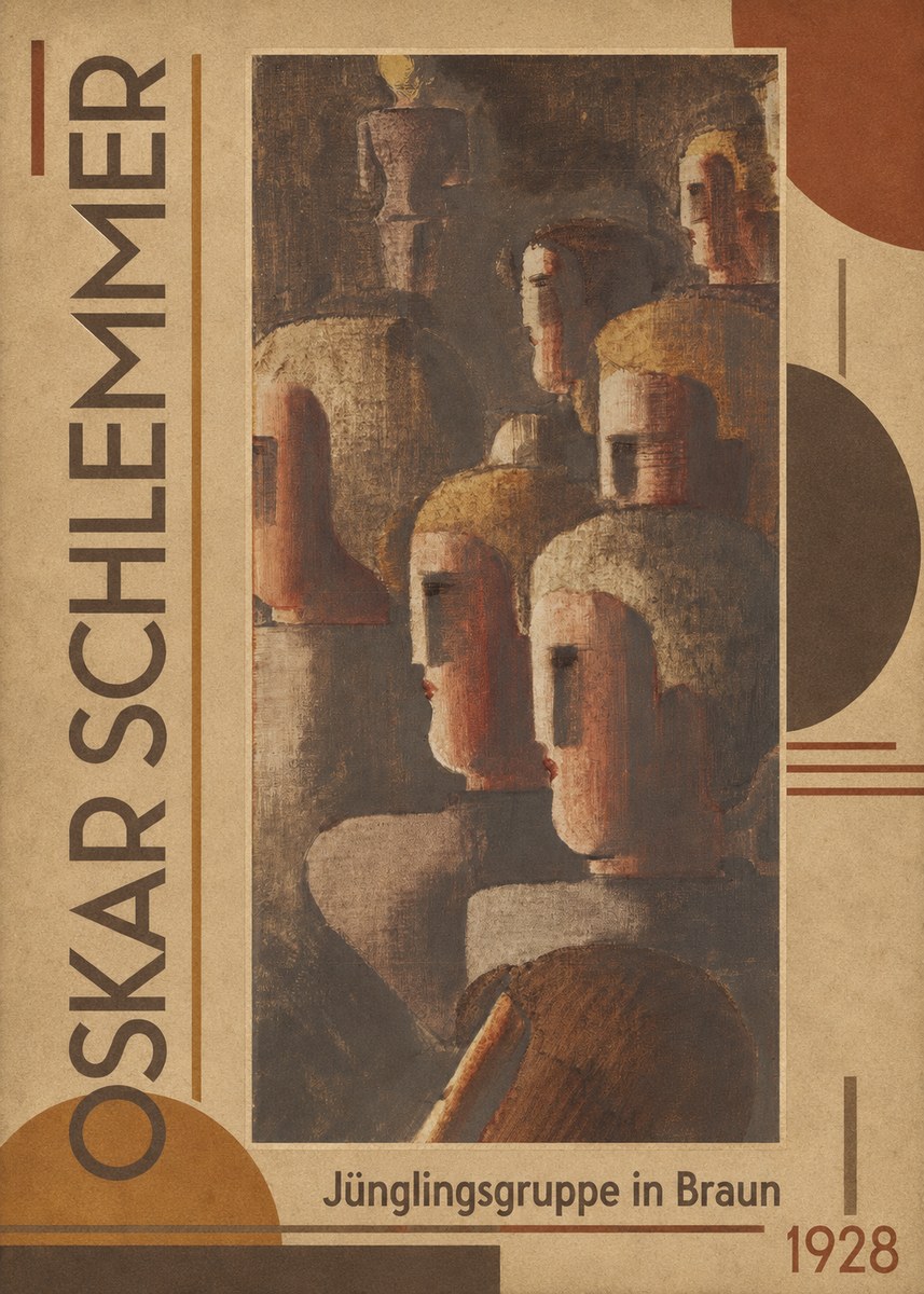 Oskar Schlemmer Jünglingsgruppe in Braun No3 - Poster