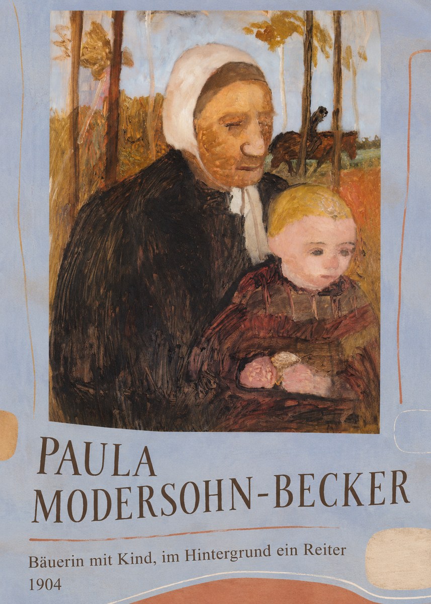 Paula Modersohn-Becker Bäuerin Mit Kind, Im Hintergrund Ein Reiter No3 - Poster