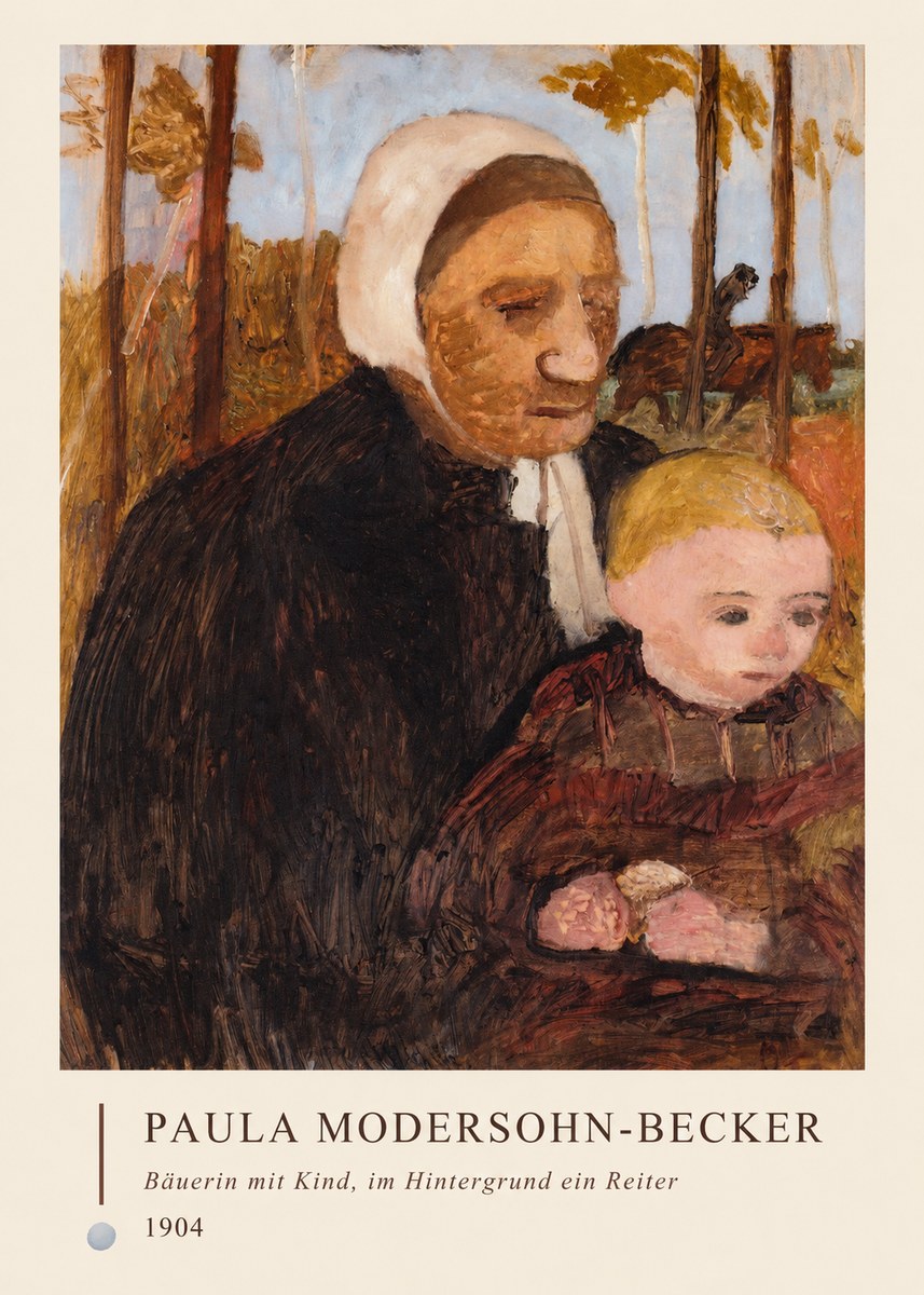 Paula Modersohn-Becker Bäuerin Mit Kind, Im Hintergrund Ein Reiter No4 - Poster