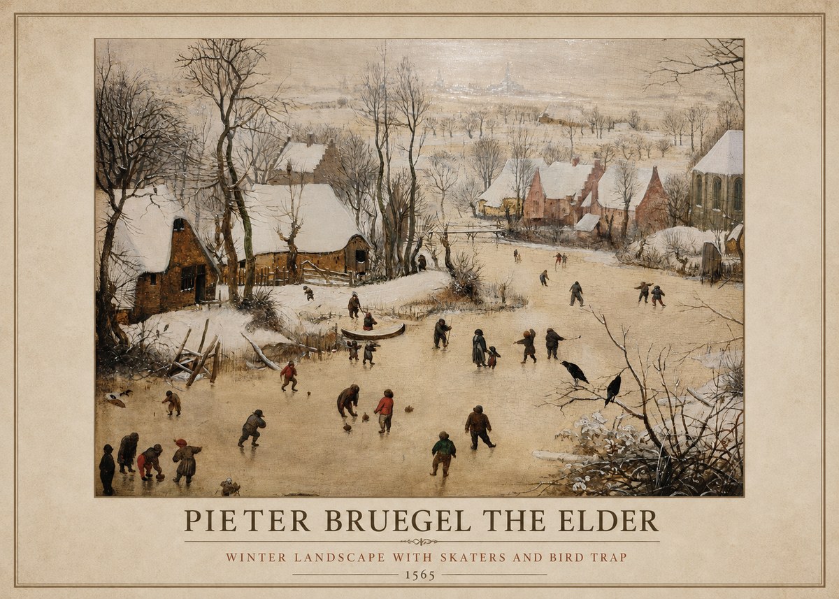 Pieter Bruegel Winter Landscape with Skaters and Bird Trap No1 - Poster