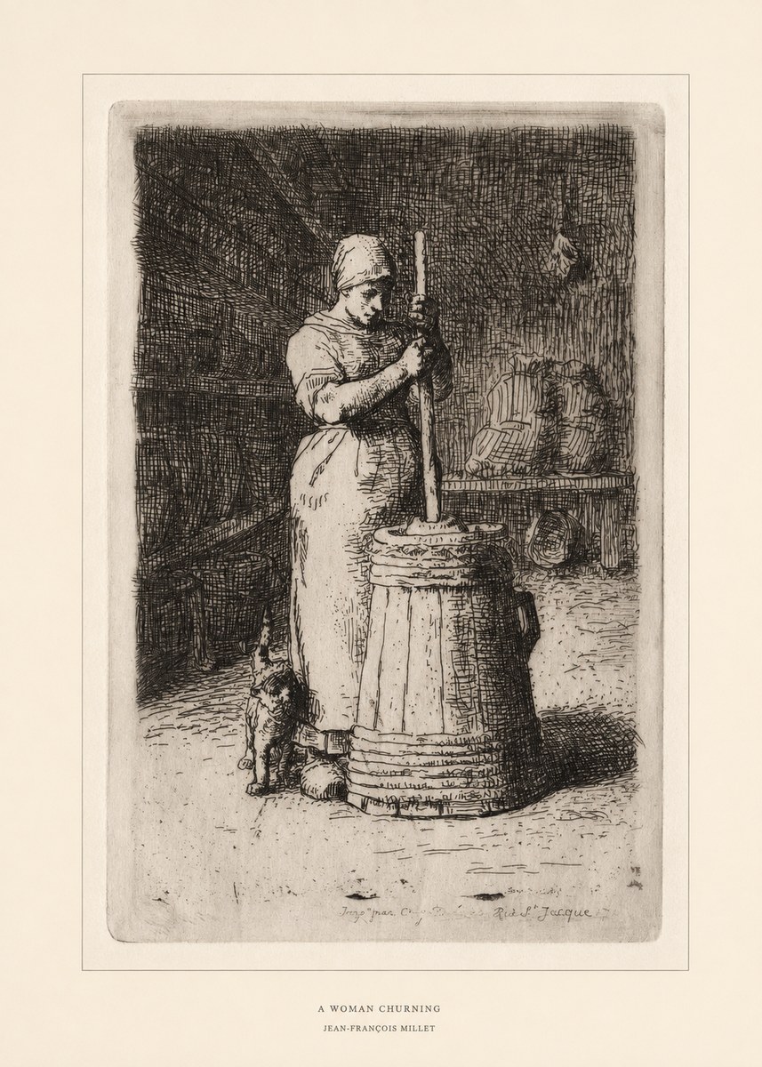 Jean-François Millet A Woman Churning No6 - Poster