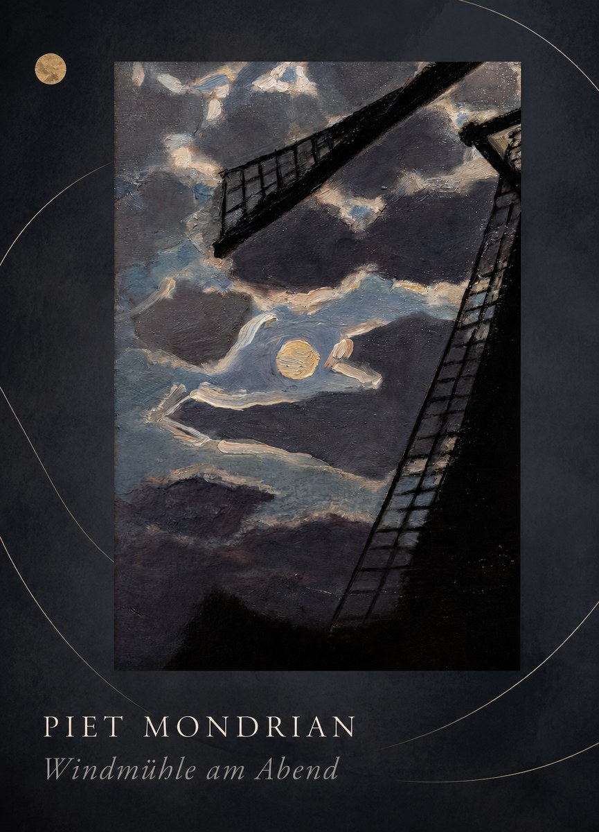 Piet Mondrian Windmühle Am Abend II No4 - Poster