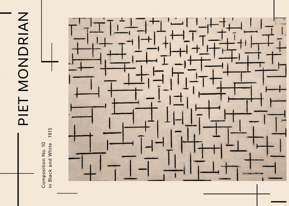 Piet Mondrian Composition No. 10 in Black and White No2 - Poster