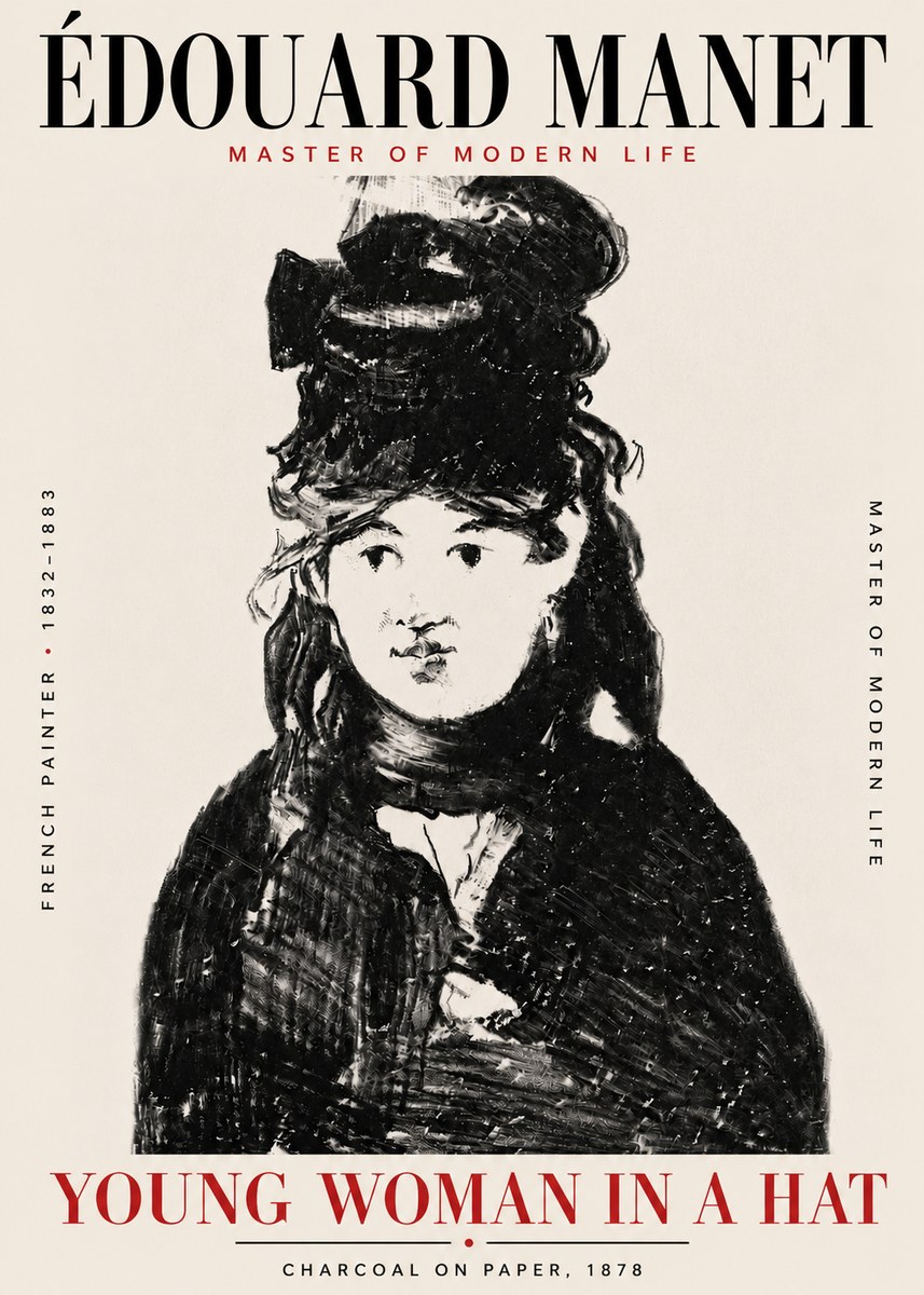 Édouard Manet Young Woman in a Hat III No6 - Poster