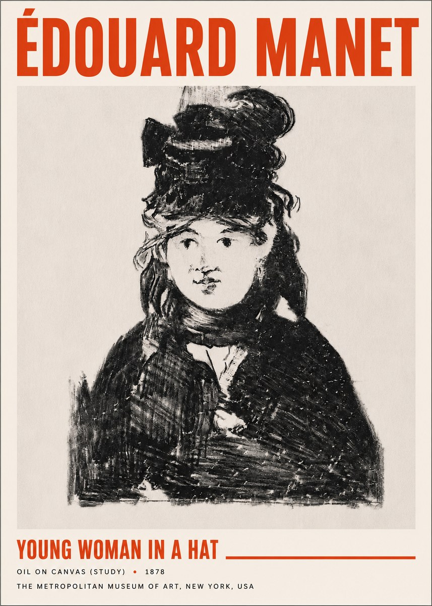Édouard Manet Young Woman in a Hat IV No5 - Poster