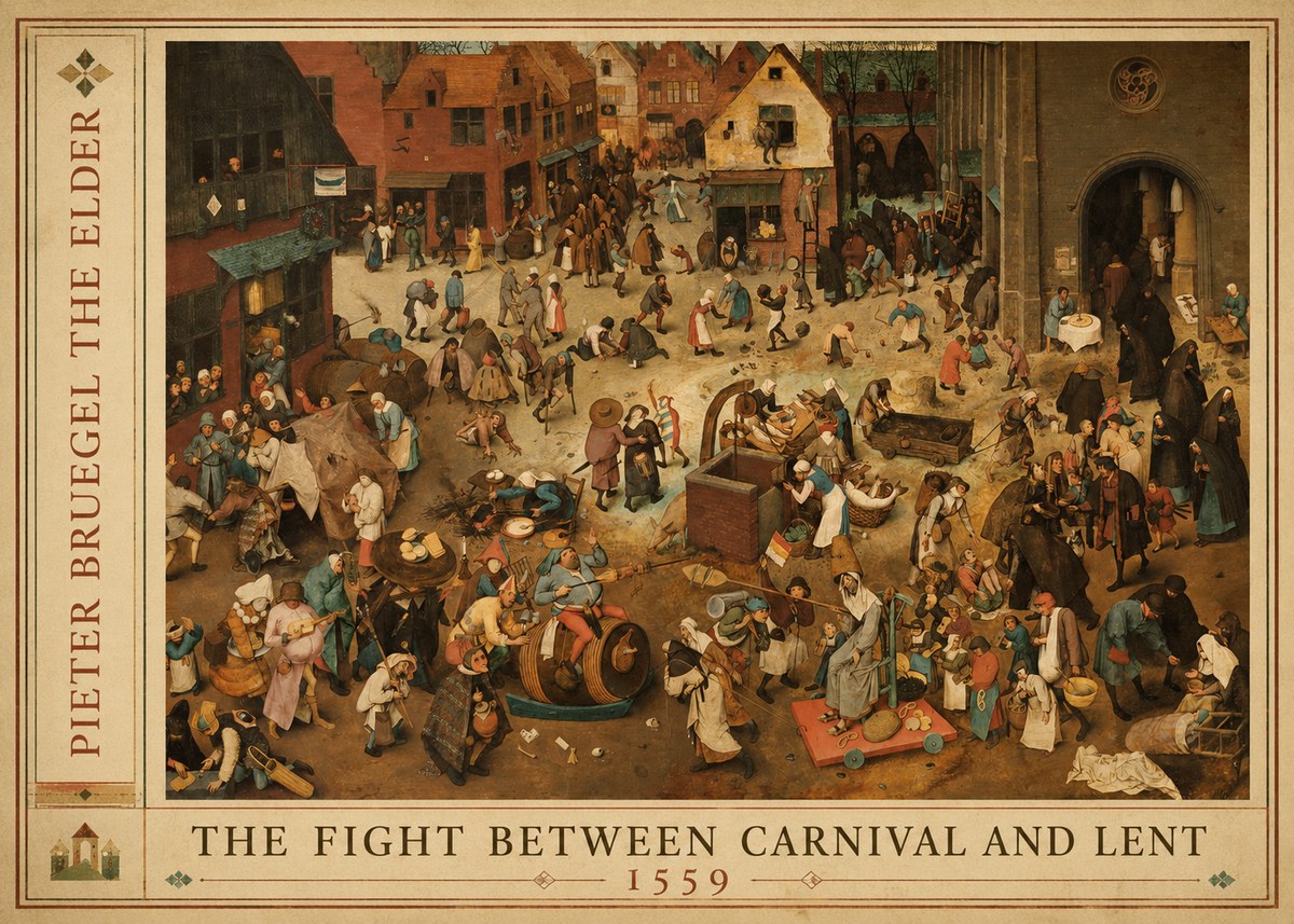 Pieter Bruegel The Fight Between Carnival and Lent III No2 - Poster