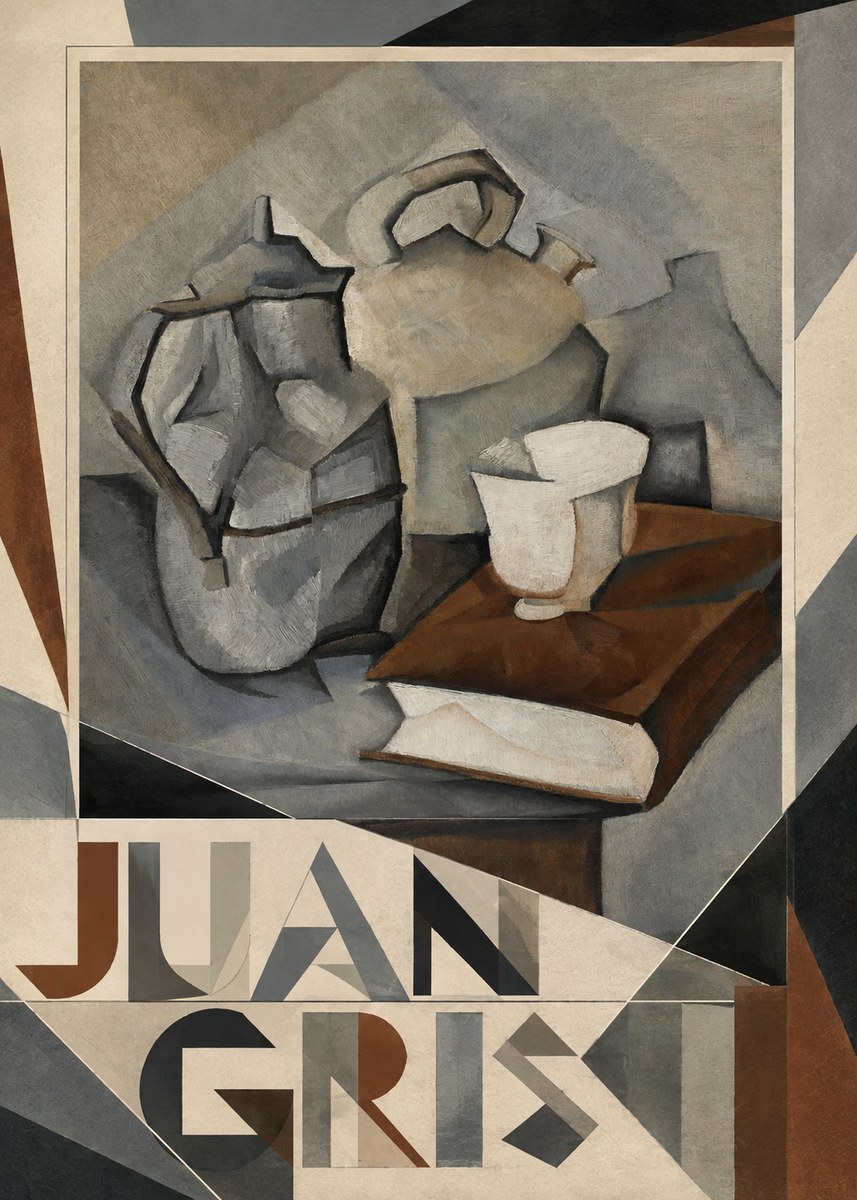 Juan Gris Still Life with Book and Vessels No4 - Poster