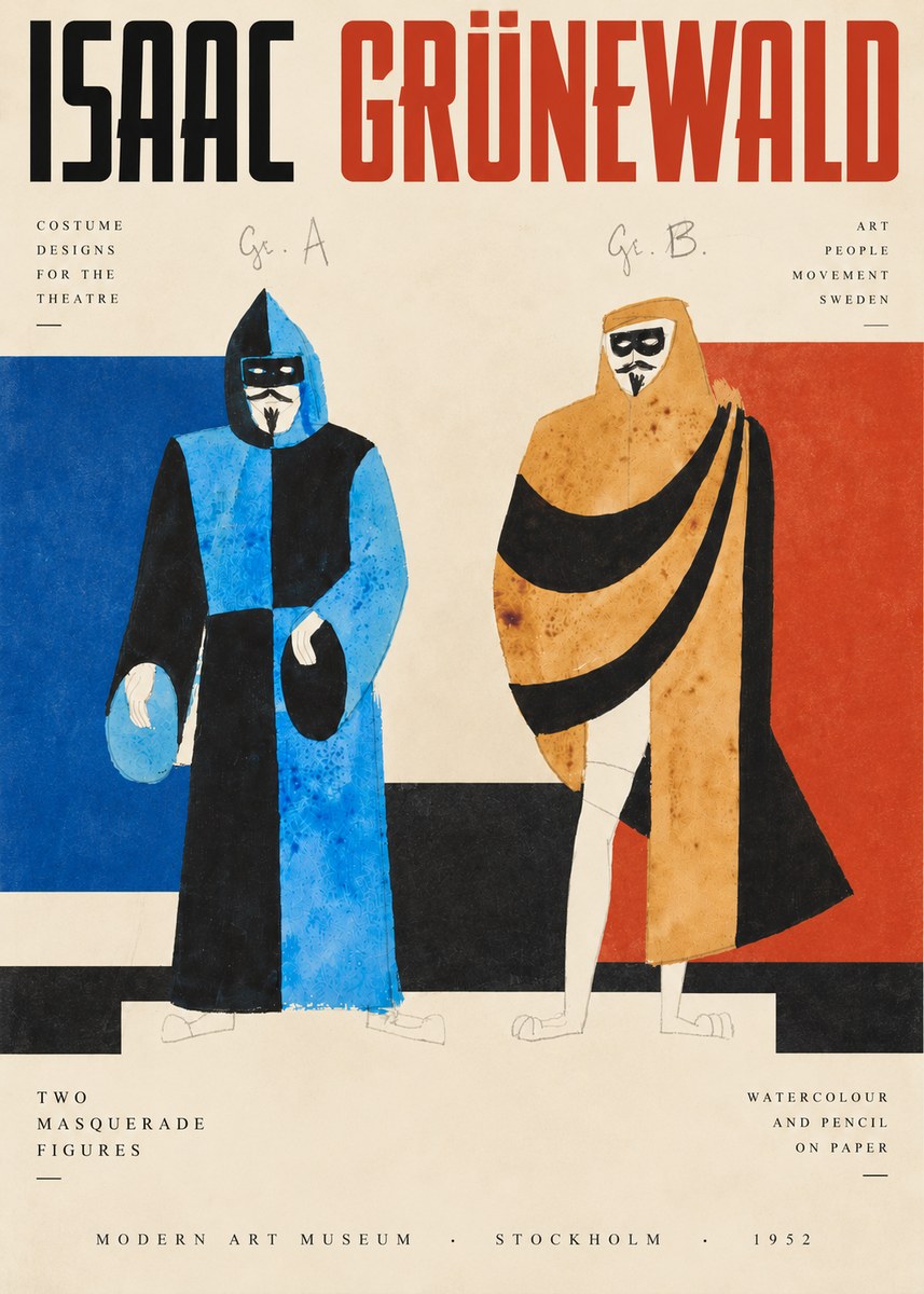 Isaac Grünewald Two Masquerade Figures - Costume Sketch No3 - Poster