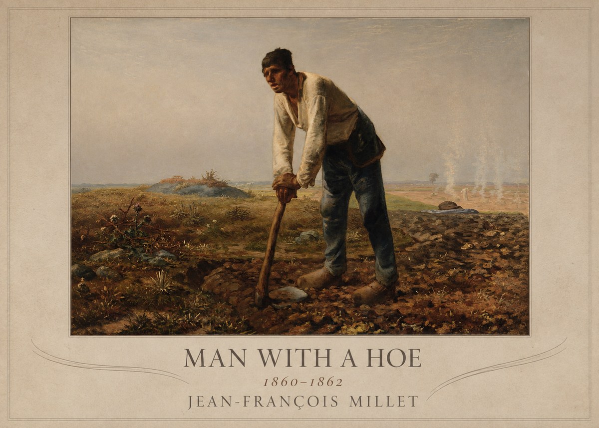 Jean-François Millet Man with a Hoe No4 - Poster