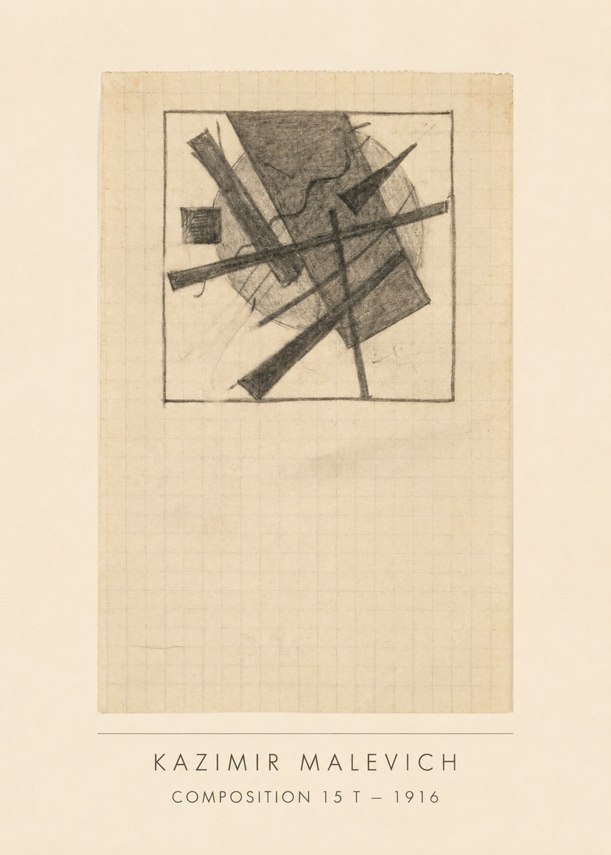 Kazimir Malevich Composition 15 T - 1916 No3 - Poster