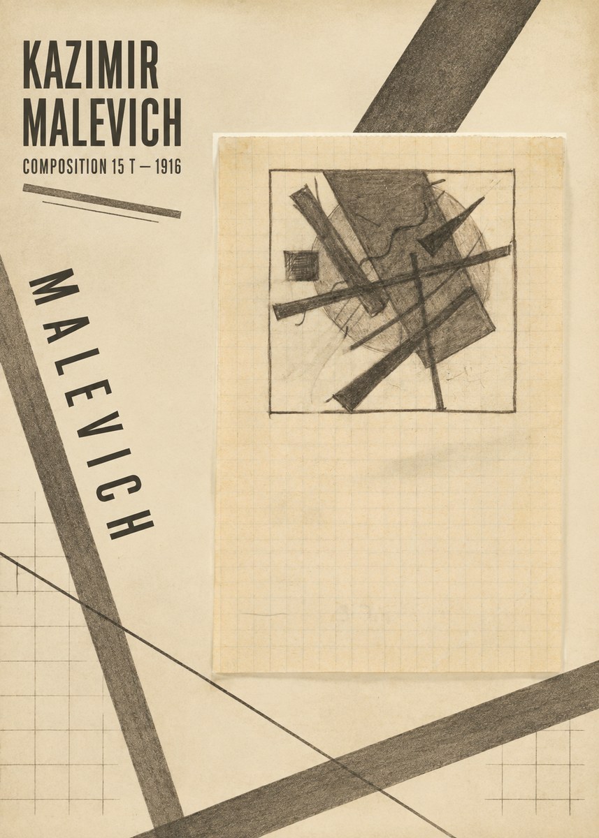 Kazimir Malevich Composition 15 T - 1916 No4 - Poster