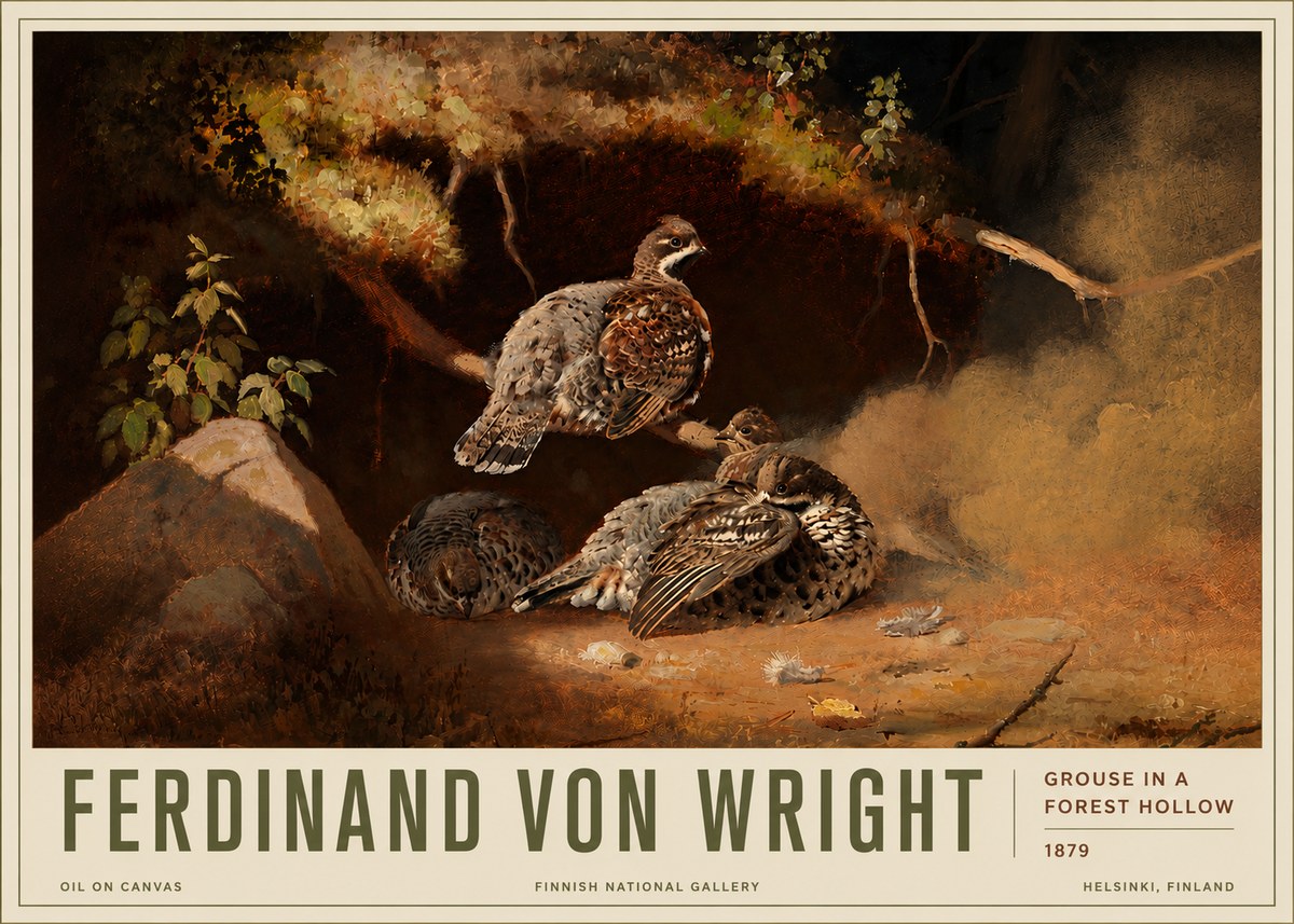 Ferdinand von Wright Grouse in a Forest Hollow No6 - Poster