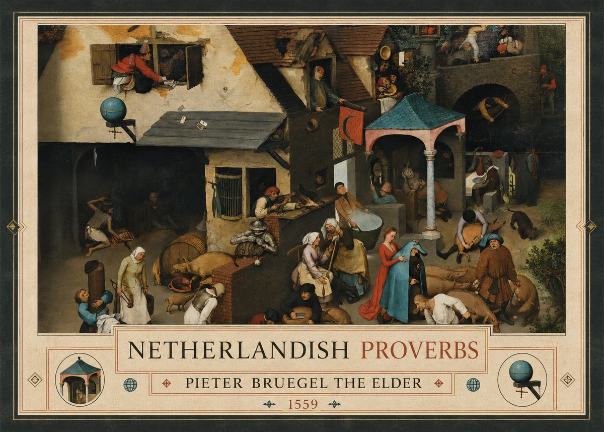Pieter Bruegel Netherlandish Proverbs VII No3 - Poster