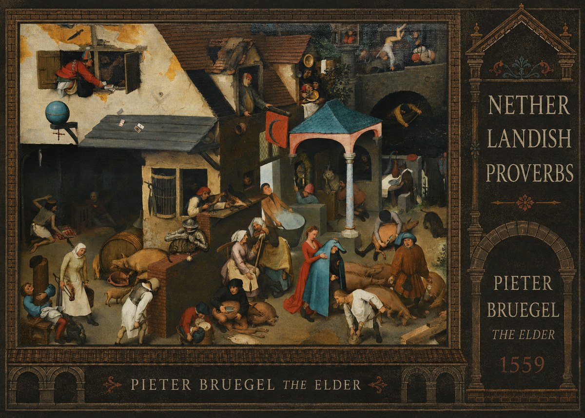 Pieter Bruegel Netherlandish Proverbs VII No4 - Poster