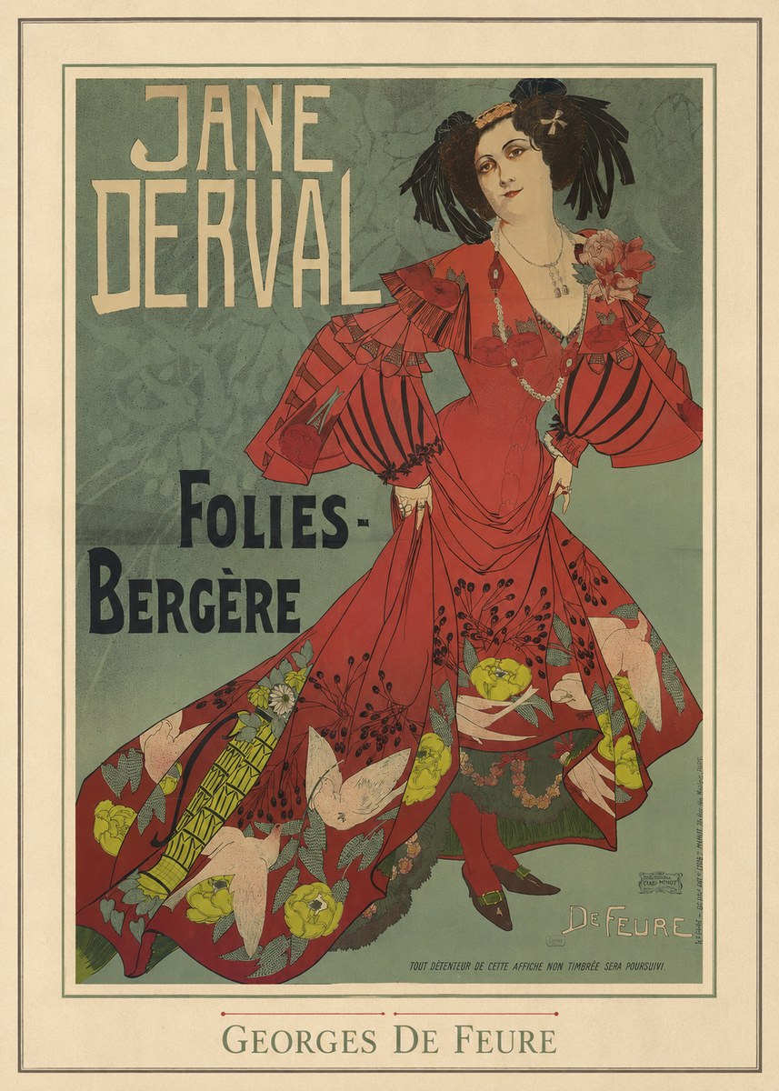 Georges de Feure Jane Derval - Folies-bergère II No3 - Poster