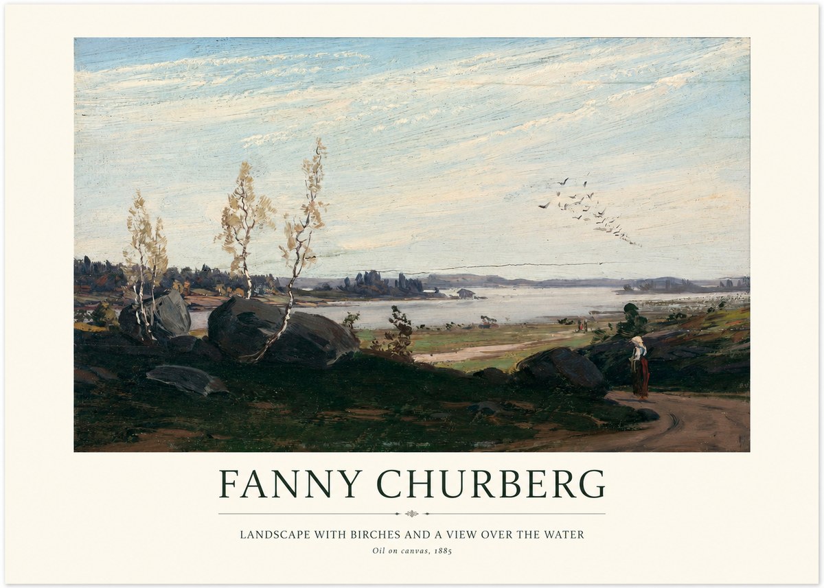Fanny Churberg Landscape with Birches and a View over the Water No1 - Poster