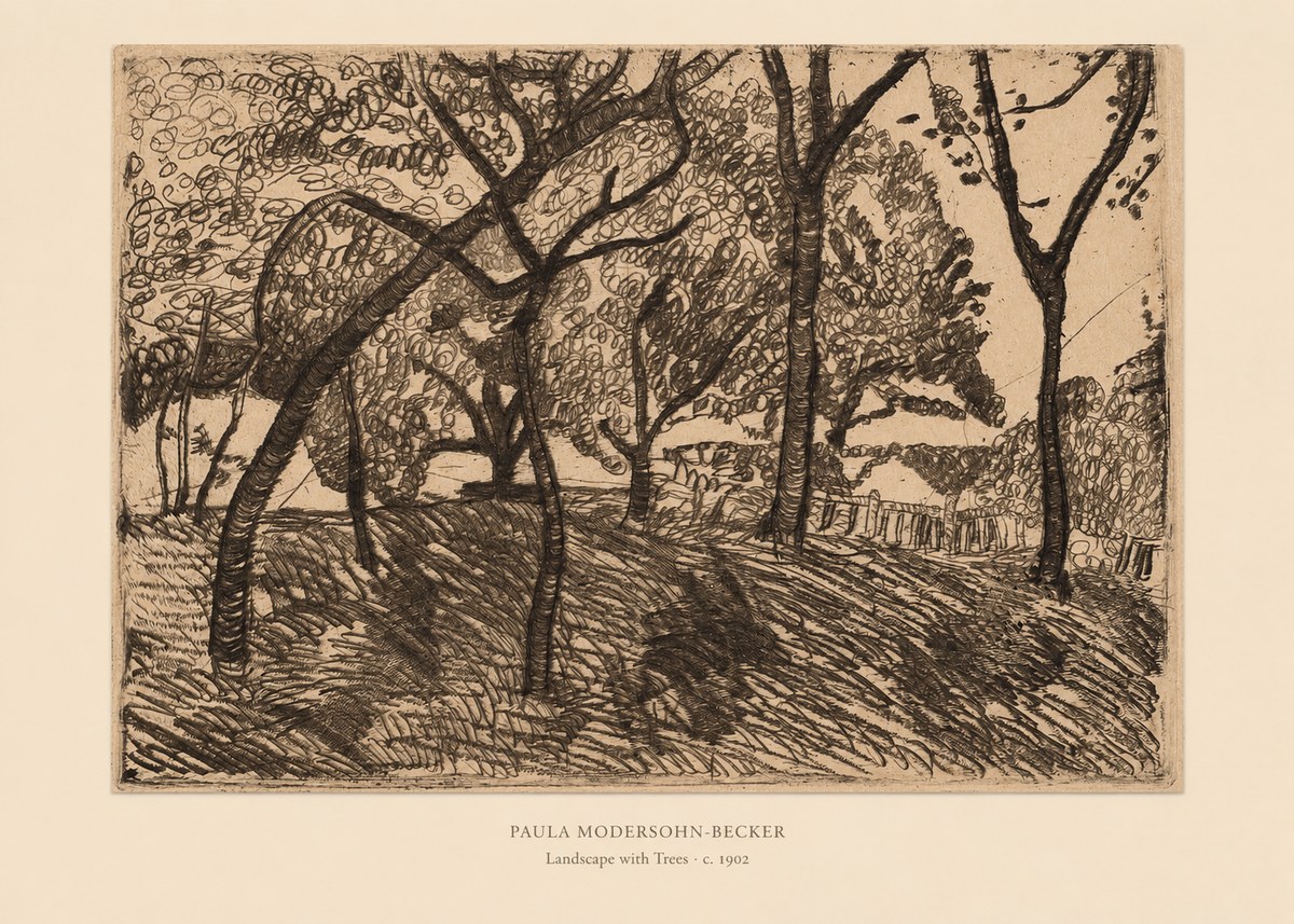 Paula Modersohn-Becker Landscape with Trees No6 - Poster