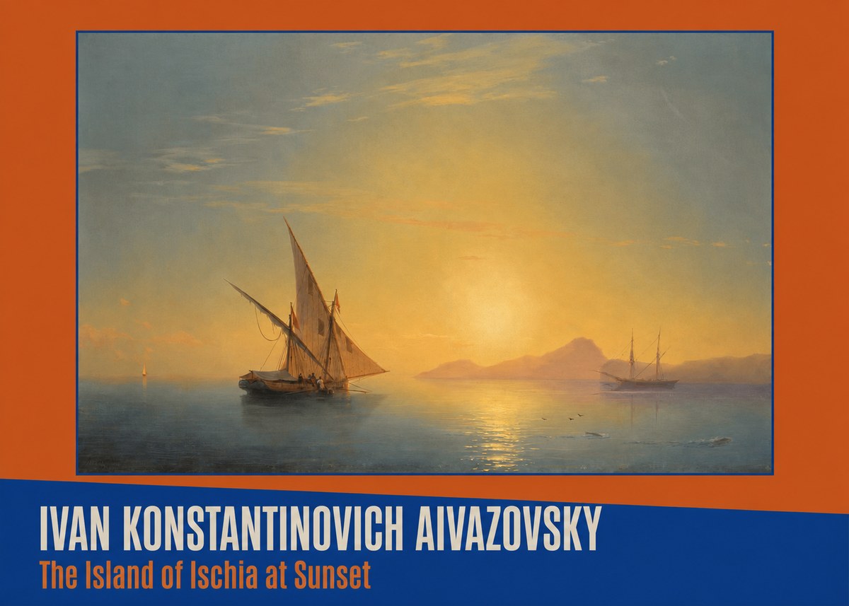 Ivan Konstantinovich Aivazovsky The Island of Ischia at Sunset No2 - Poster