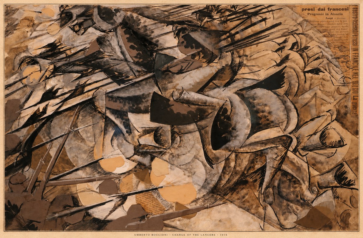 Umberto Boccioni Charge of the Lancers No6 - Poster