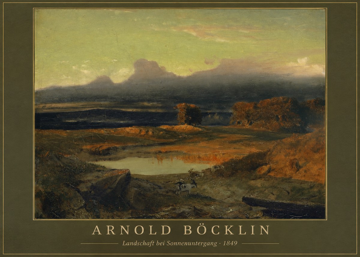 Arnold Böcklin Landschaft Bei Sonnenuntergang No1 - Poster