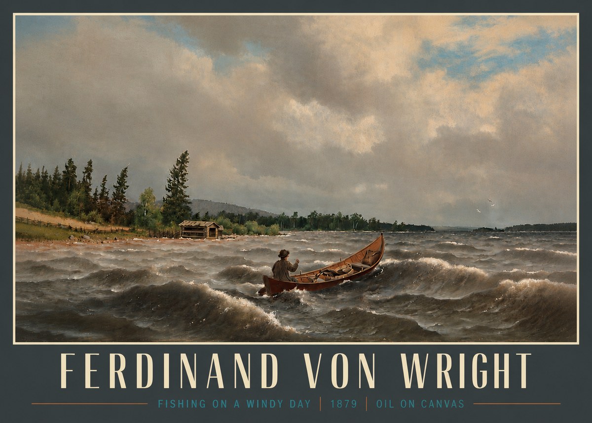 Ferdinand von Wright Fishing on a Windy Day No4 - Poster