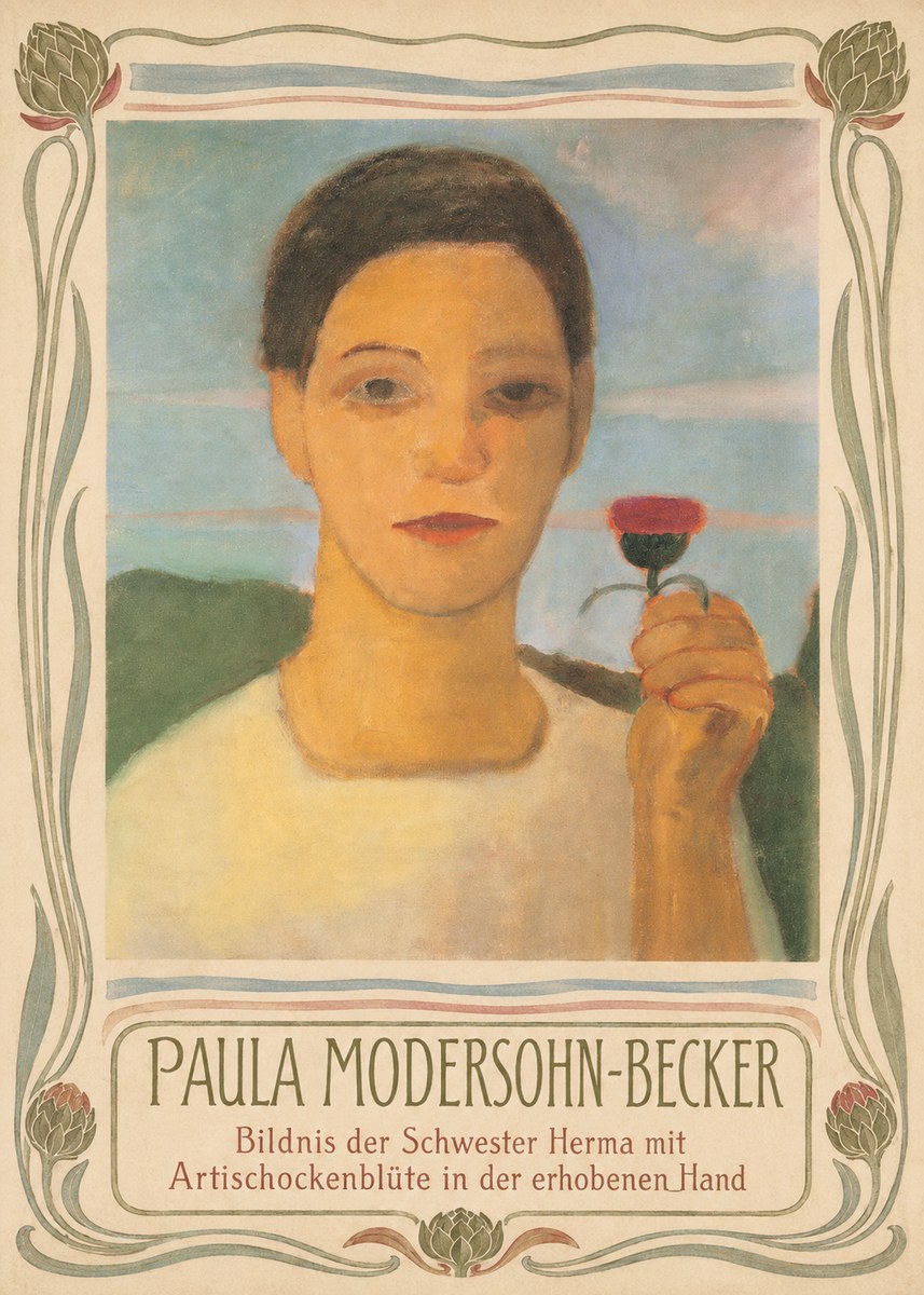Paula Modersohn-Becker Bildnis Der Schwester Herma Mit Artischockenblüte in Der Erhobenen Hand No3 - Poster