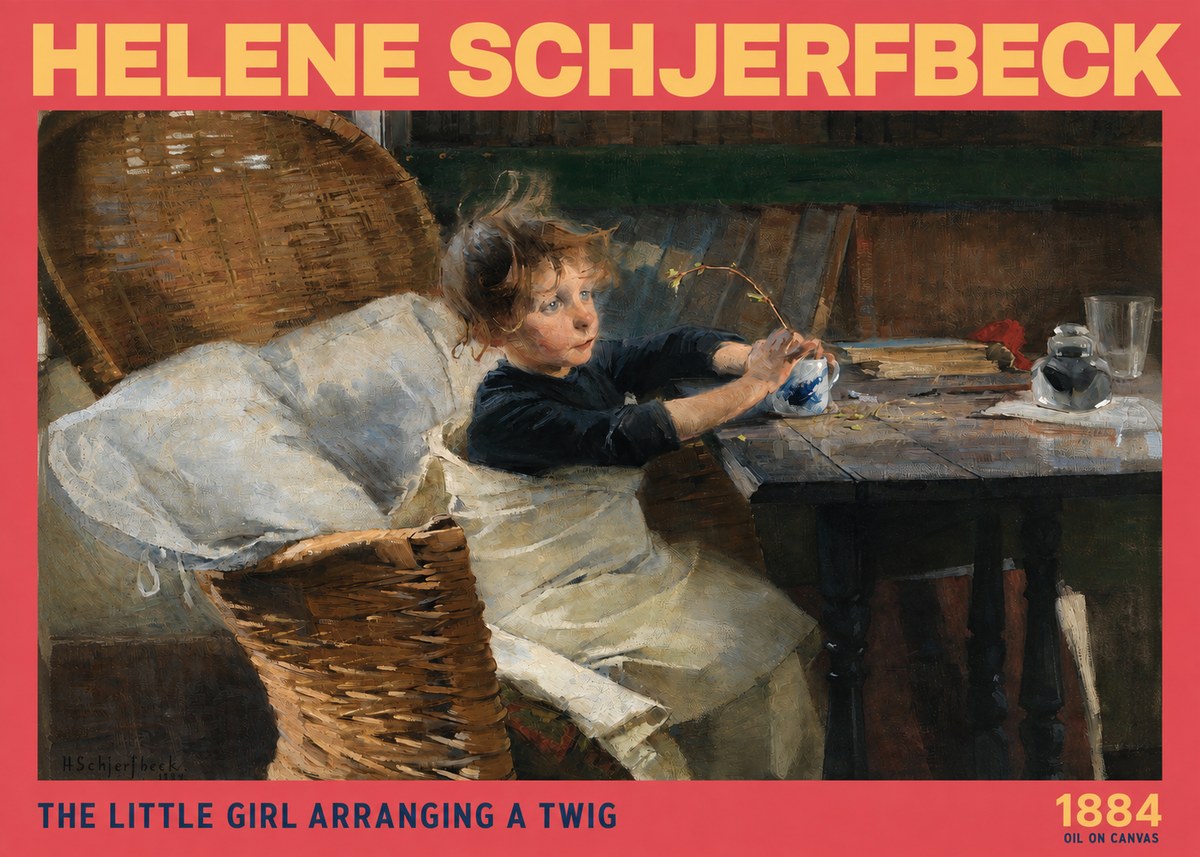 Helene Schjerfbeck The Little Girl Arranging a Twig No2 - Poster